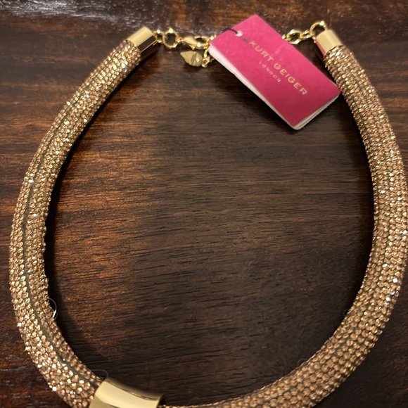 Kurt Geiger Gold and Brown Necklace with Eye Pendant - Picture 3 of 4